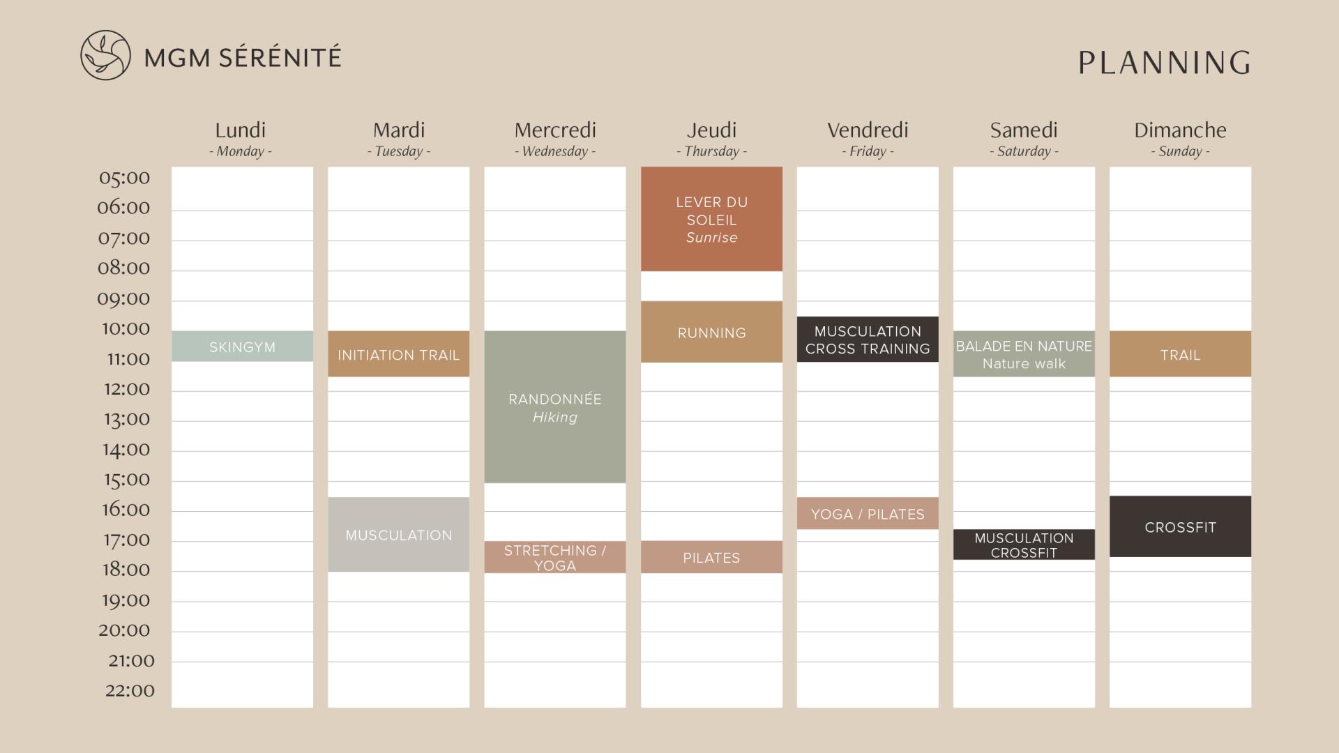 MGM Sérénité - Planning