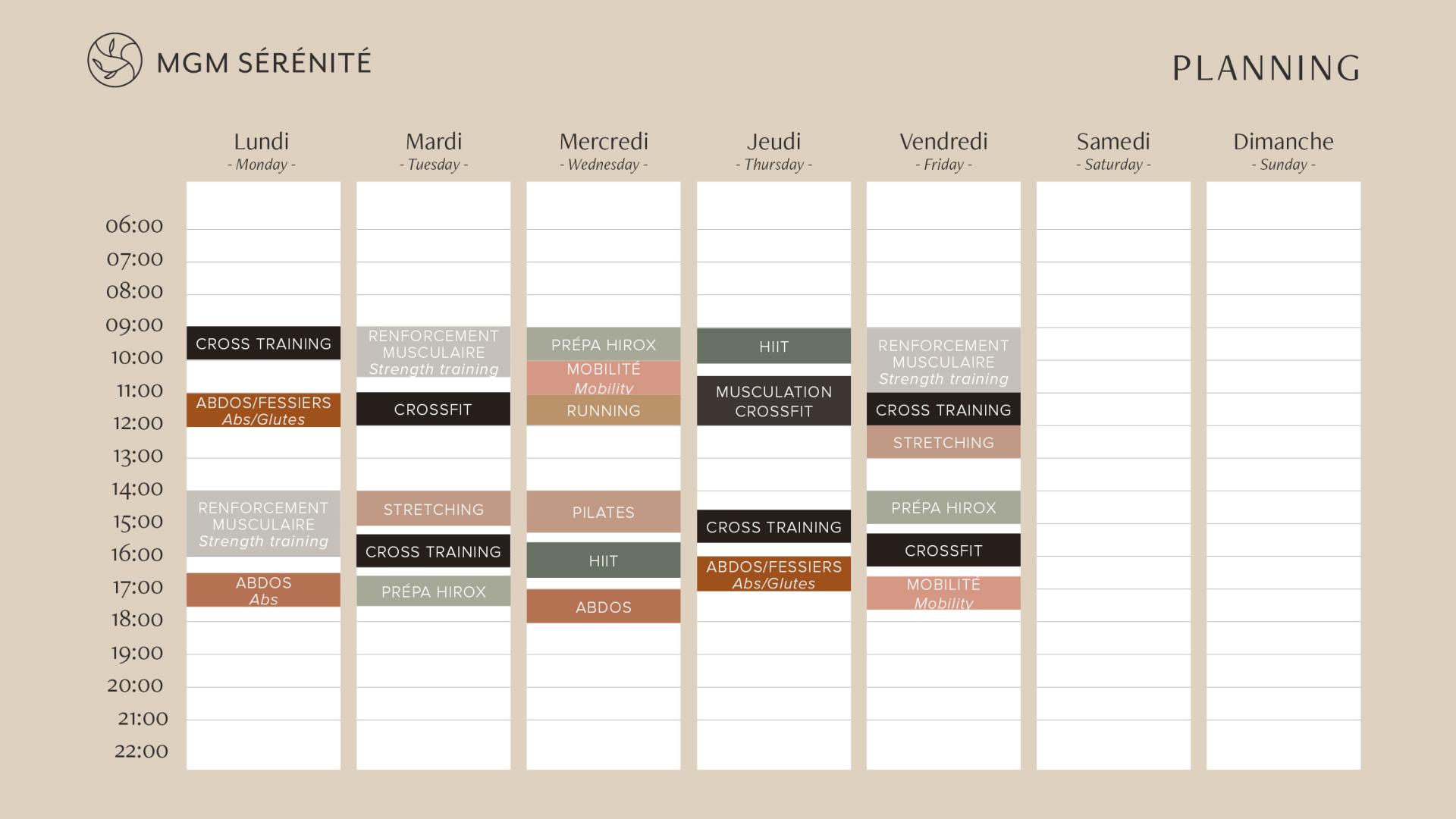 MGM Sérénité - Planning