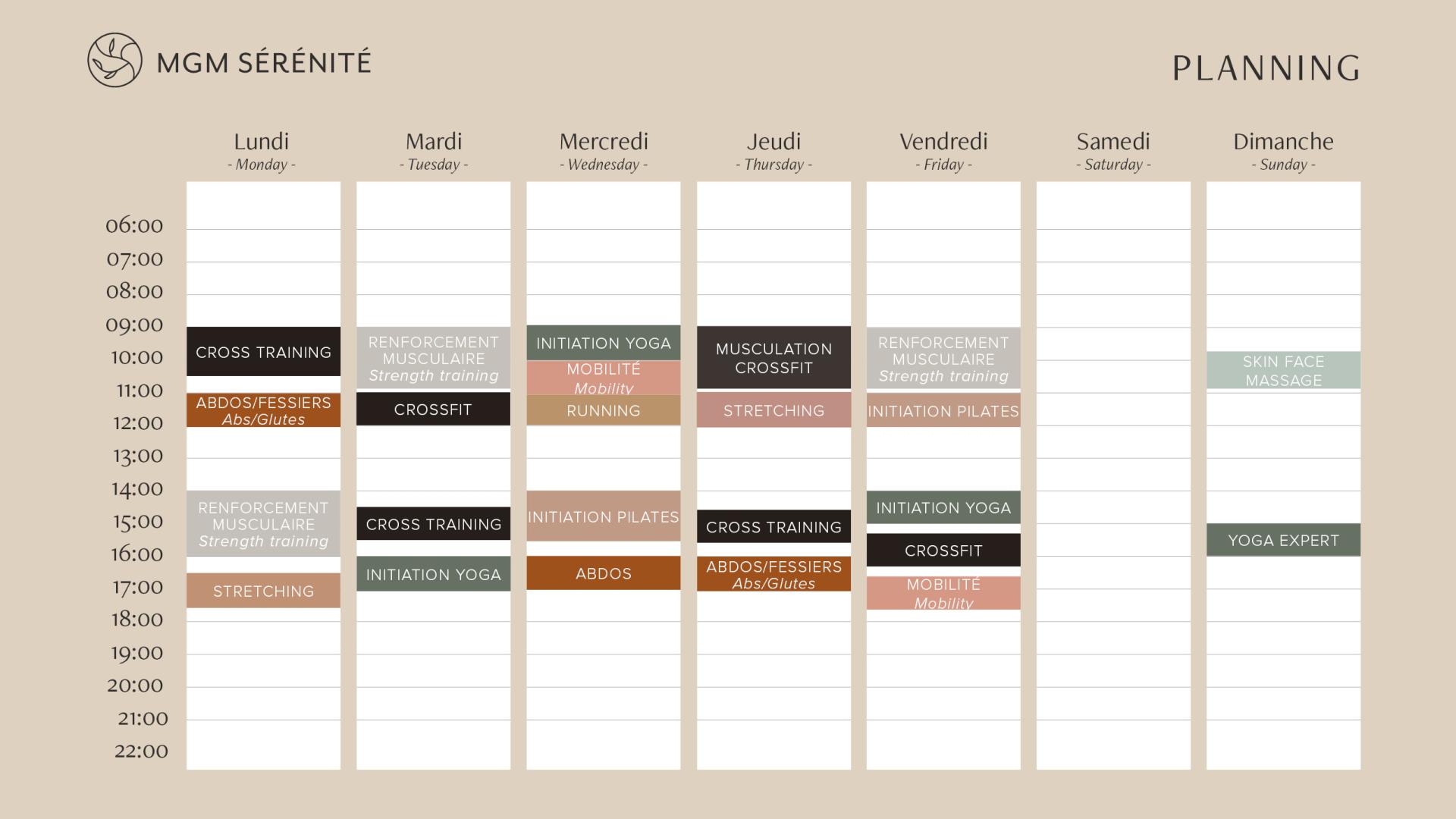 MGM Sérénité - Planning