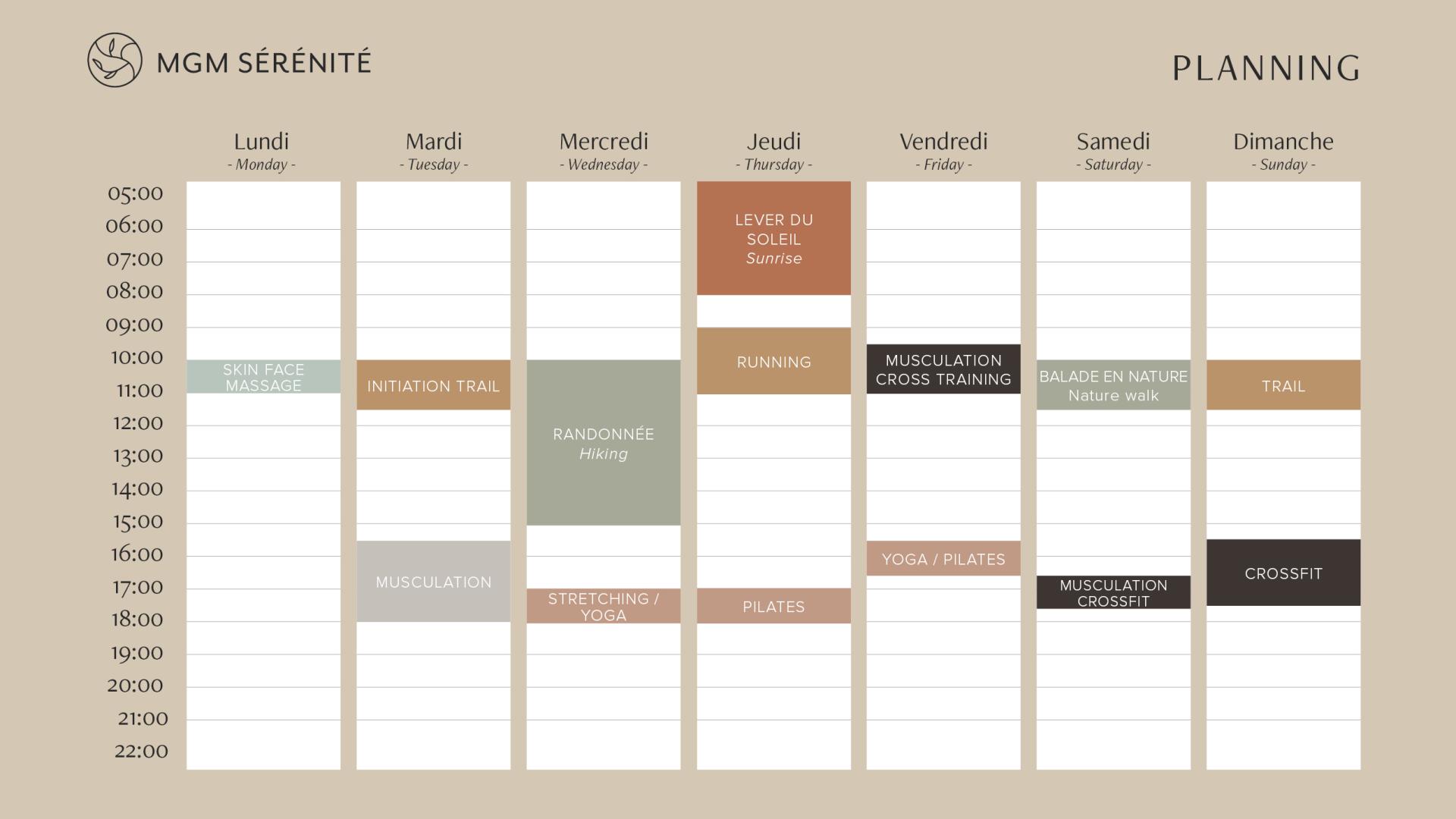 MGM Sérénité - Planning