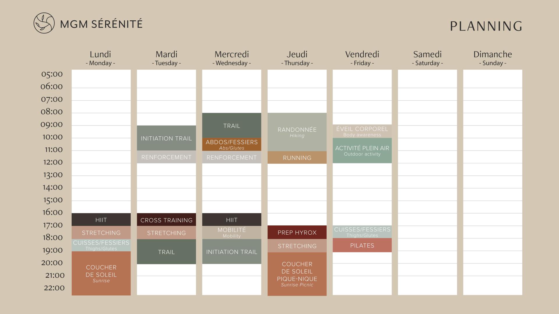 MGM Sérénité - Planning