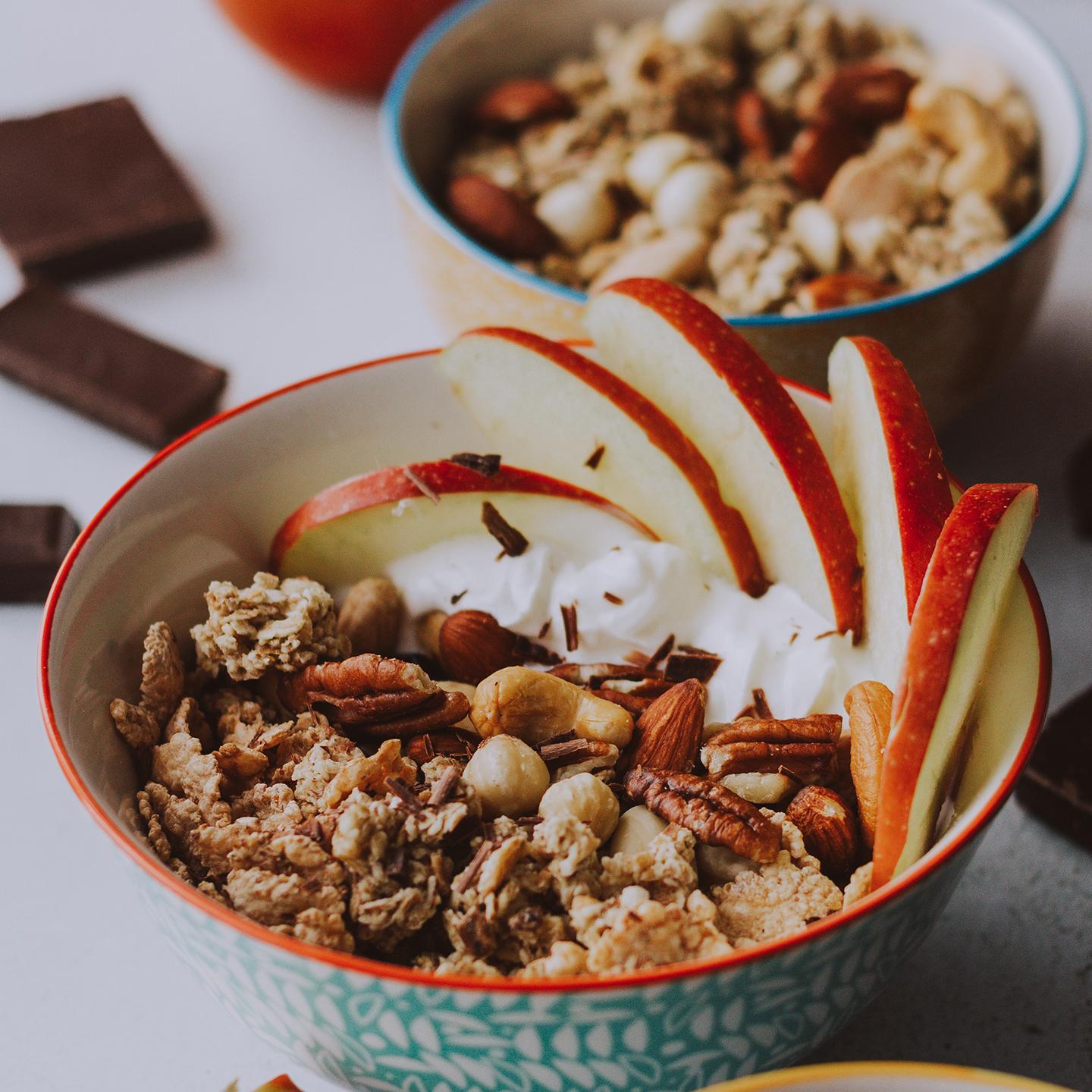 Petit déjeuner - pomme - muesli