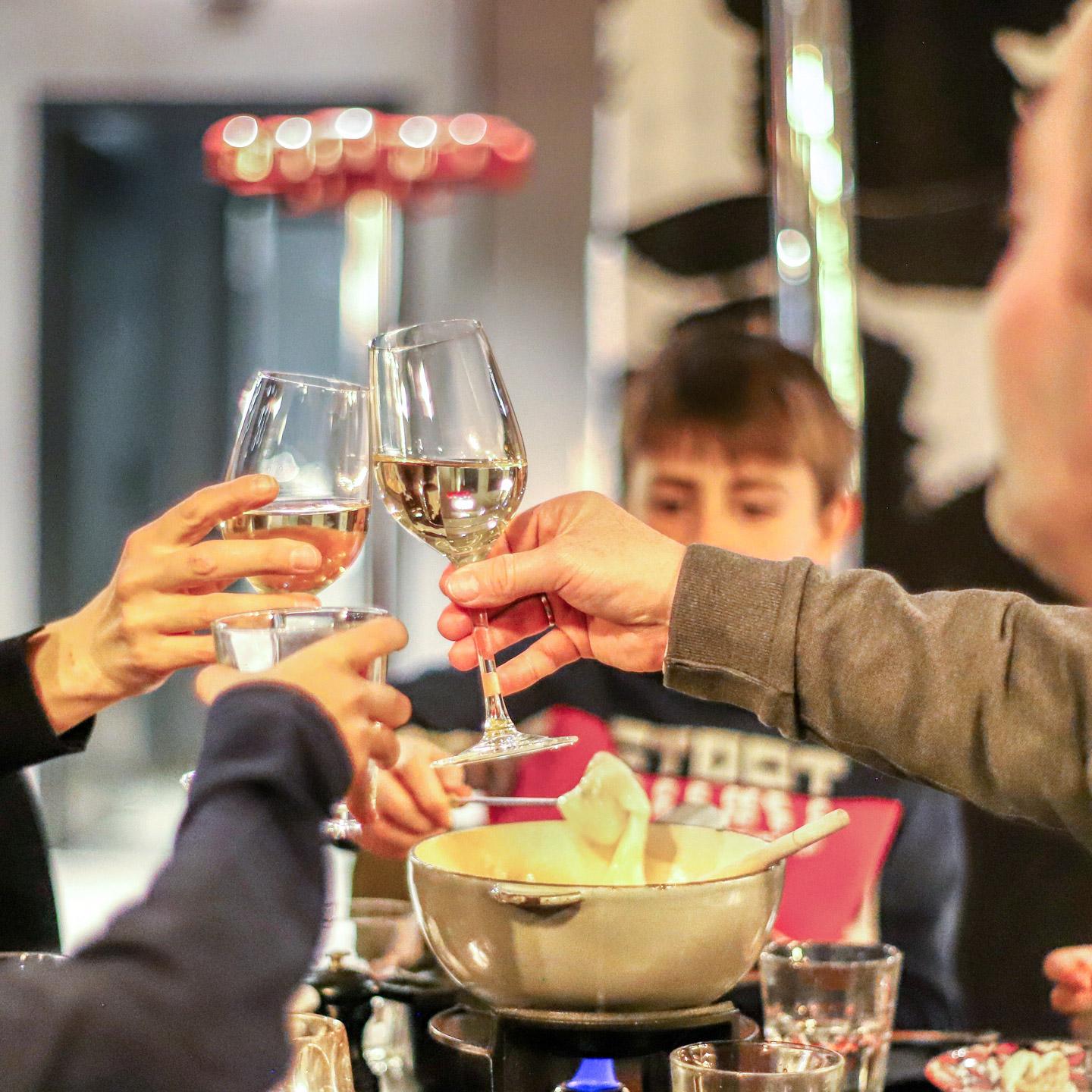 Fondue et coupe de champagne