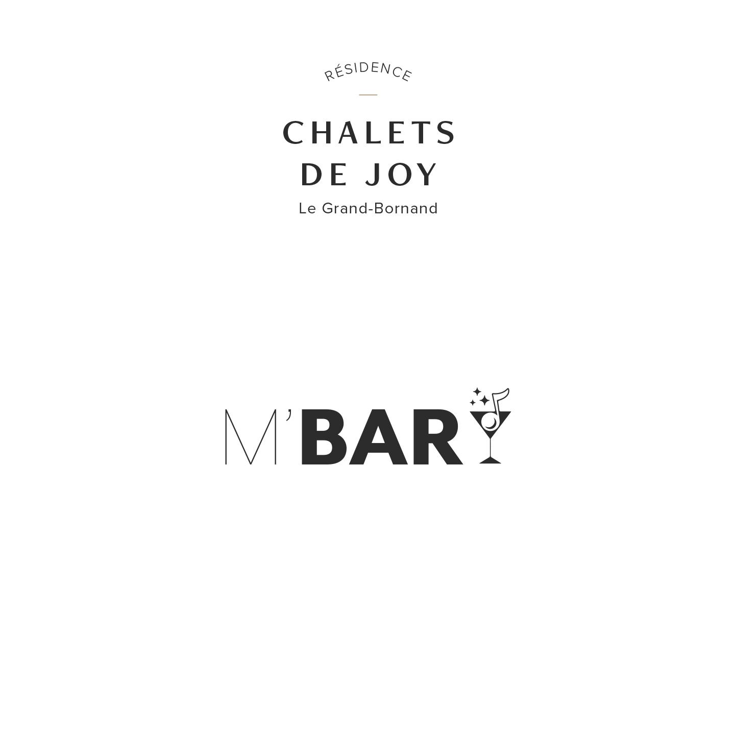 Carte de bar des Chalets de Joy au Grand-Bornand