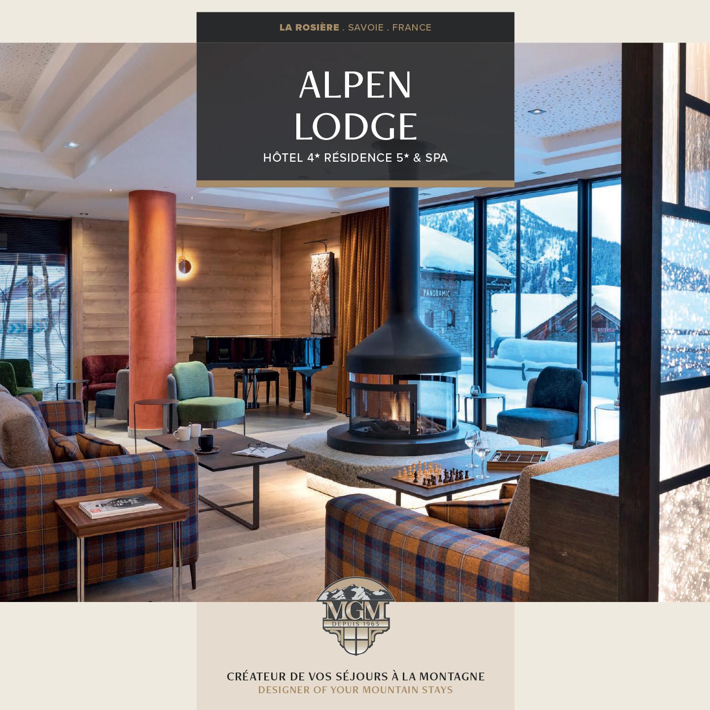 Brochure de la résidence et de l'hôtel Alpen Lodge à La Rosière