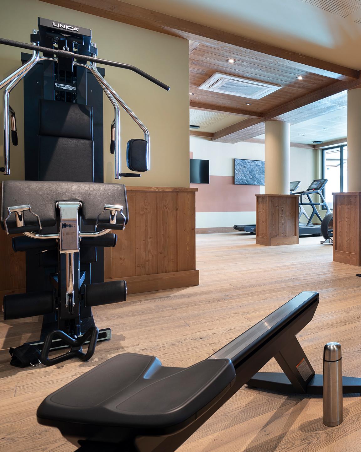 La salle fitness de l'espace bien-être des Chalets de Joy au Grand-Bornand