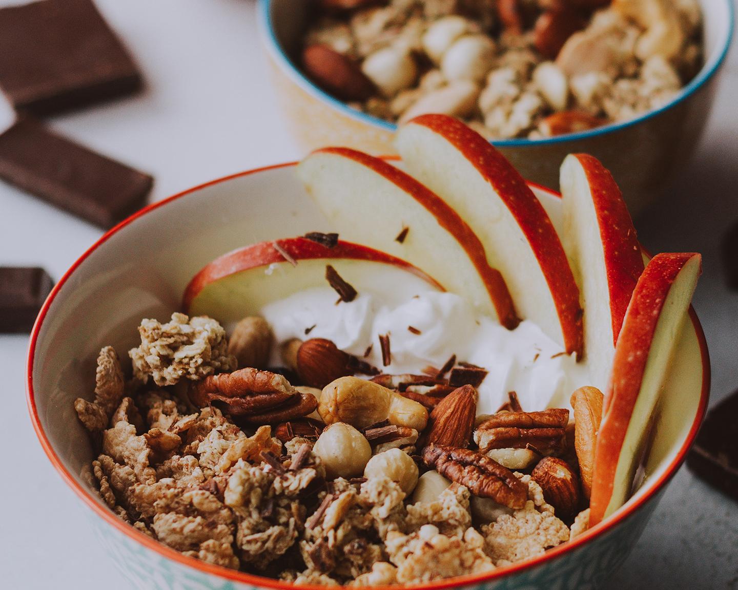 Petit déjeuner - pomme - muesli