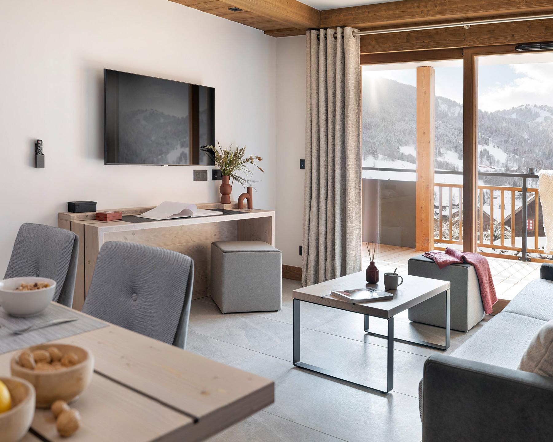 destination contamines - chalets laska - salon appartement