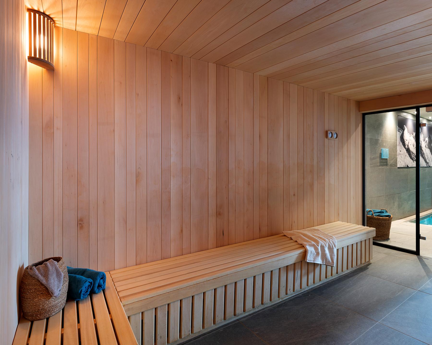 Le sauna de l'espace bien-être des Chalets de Joy au Grand-Bornand