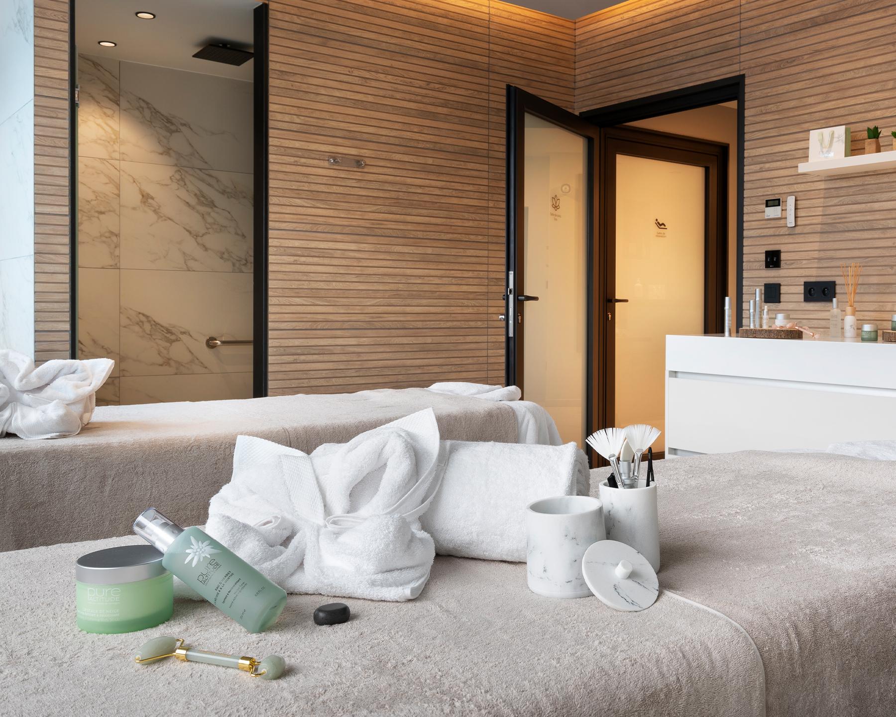 Cabine de soins du Spa Montagnes du Monde® des Chalets Làska aux Contamines-Montjoie