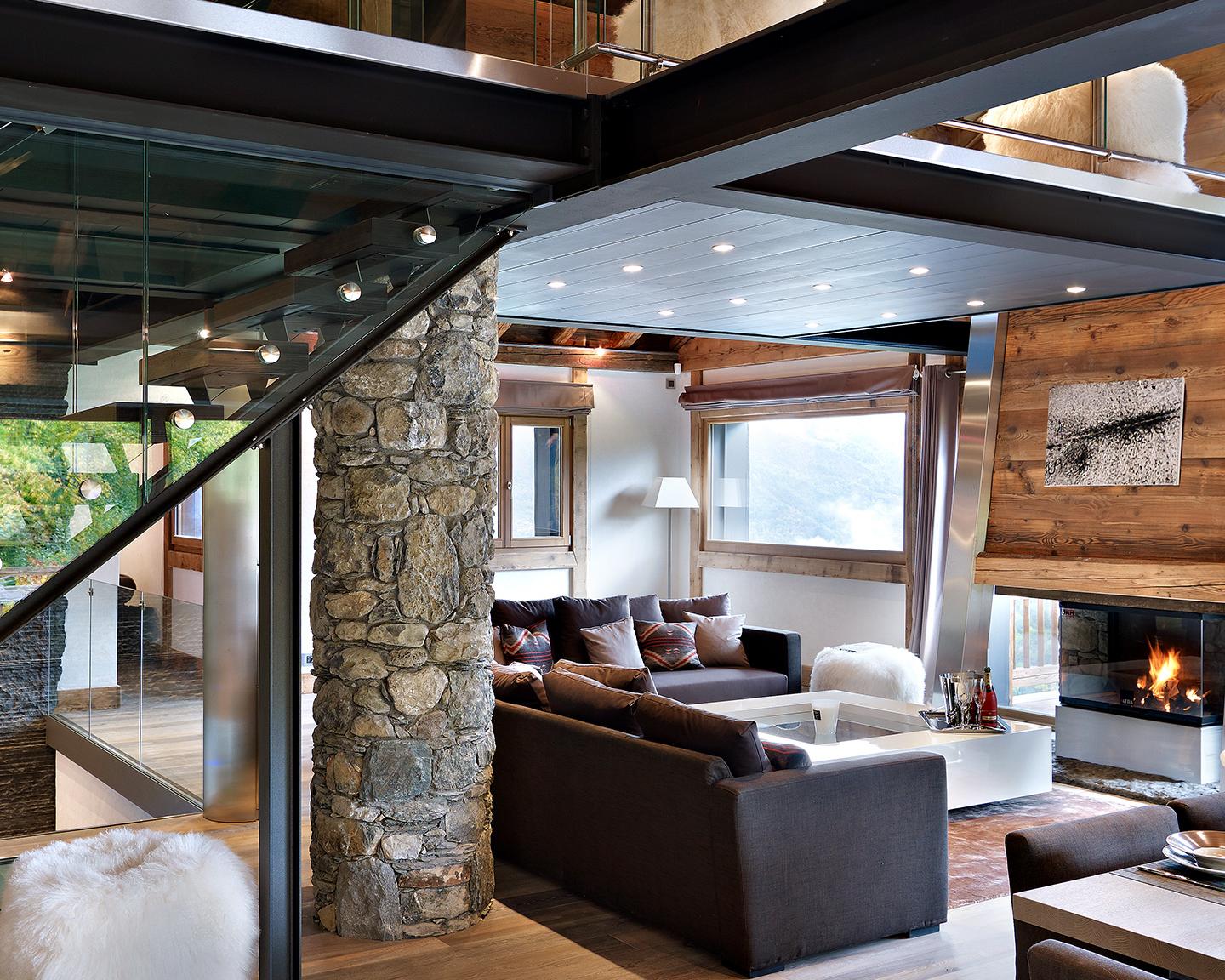 Chalet Apsara - Méribel - Salon avec cheminée