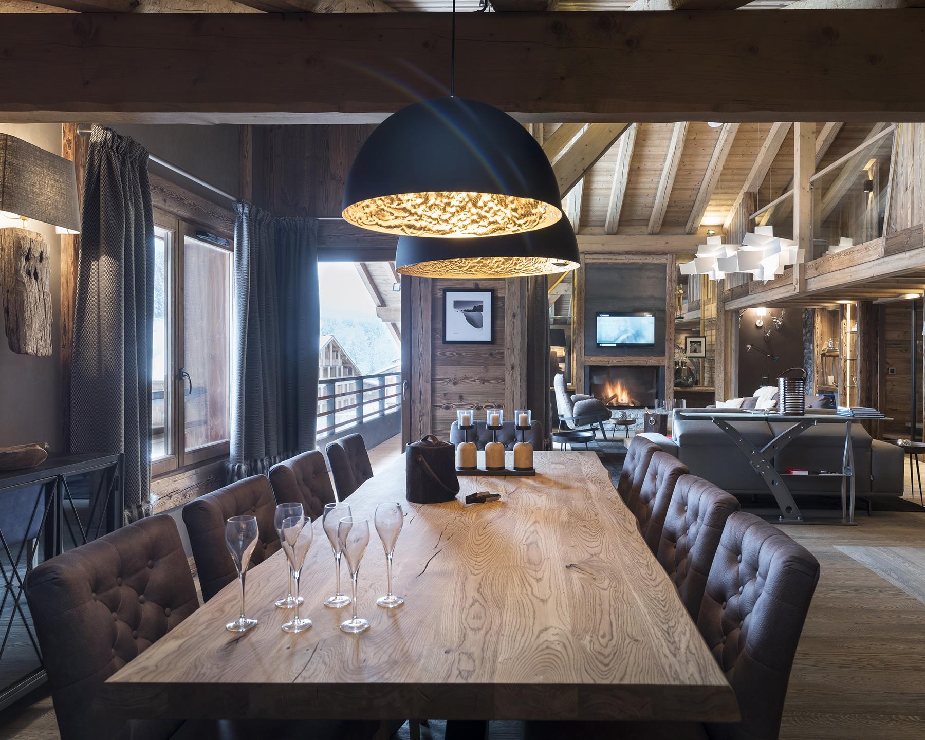 Salle à manger de l'Écrin de Jade à Chamonix