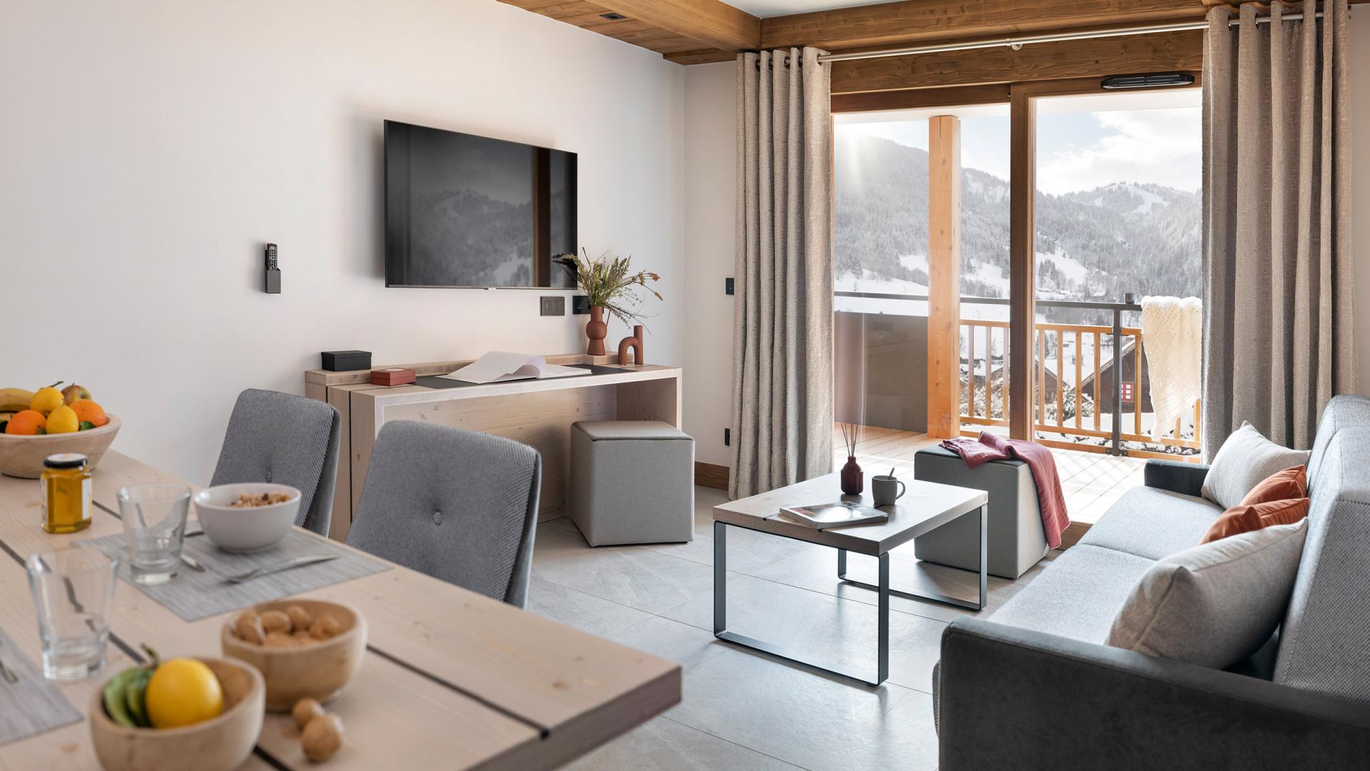 destination contamines - chalets laska - salon appartement