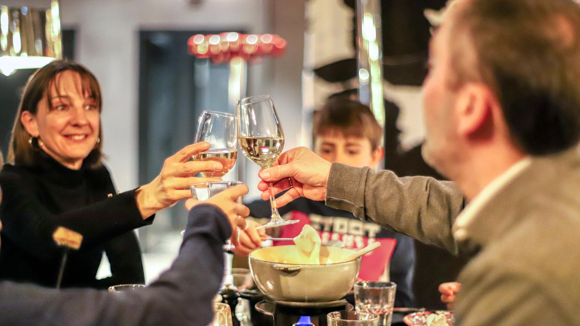 Fondue et coupe de champagne