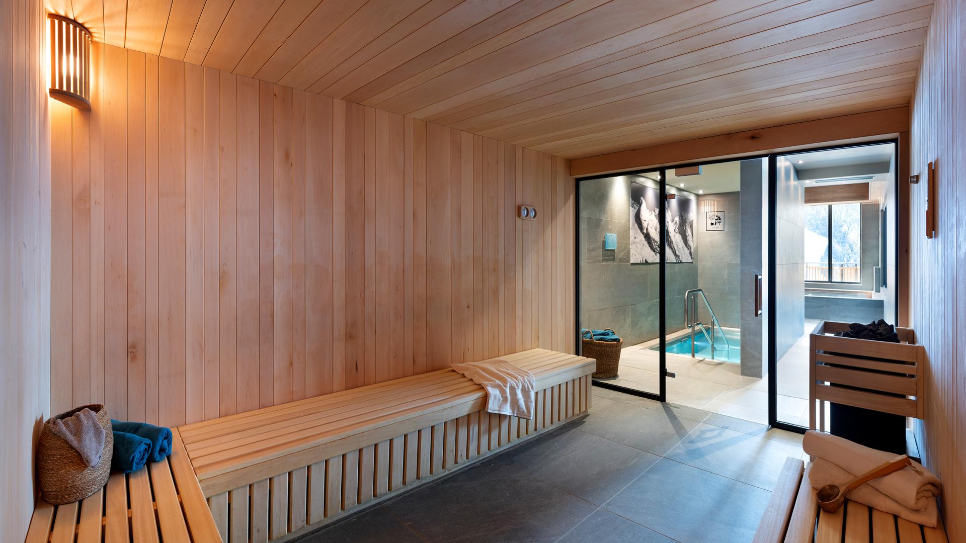 Le sauna de l'espace bien-être des Chalets de Joy au Grand-Bornand
