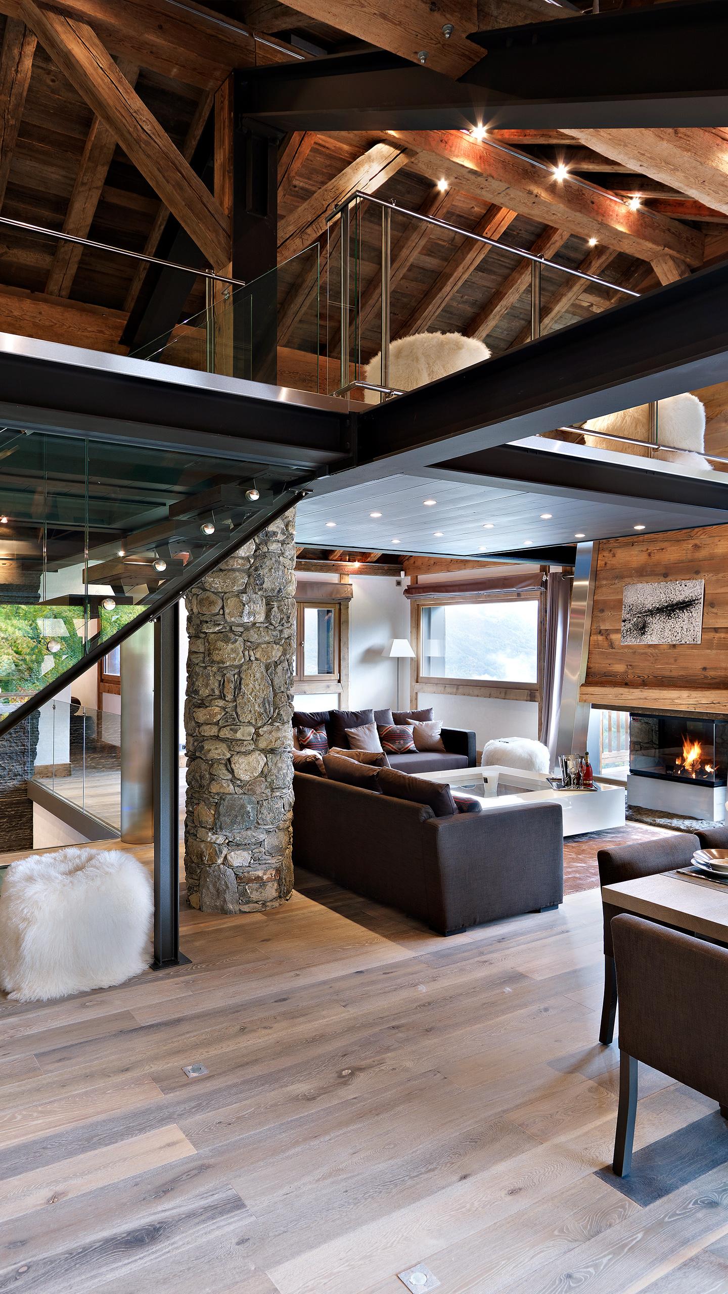 Chalet Apsara - Méribel - Salon avec cheminée